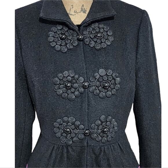 Anthropologie Plenty Tracy Reese Loma Stitched Embroidered Wool Blend‎ Coat 6 - Picture 6 of 16
